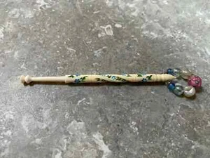 Archer Bone Lace Making Bobbin Floral Drift Blue Flowers with Spangle - Picture 1 of 2