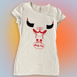 Chicago Bulls Top Girls Size S Logos White Short Sleeve T Shirt - Picture 1 of 4