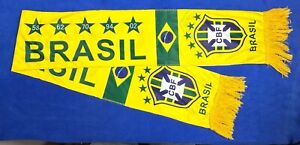 Brazil National Football CBF-BRASIL / Silk Banner/Scarf / Dates World Cup Wins