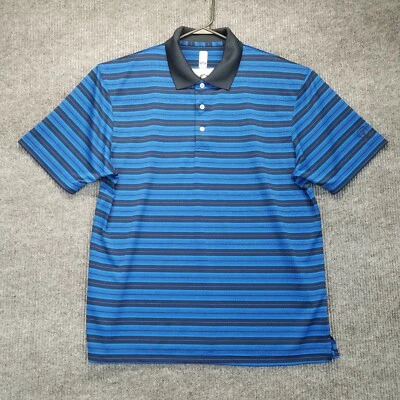 PGA Tour Shirt Mens XL Royal Blue Black Striped Airflux Short Sleeve Button Polo - Image 1 of 4