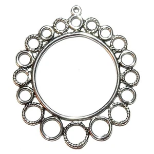 ML7121 Antik Silber 49 mm Offen Rund Donut Hoop mit aufwendigem Kreis Design 20 Stck. - Bild 1 von 1