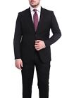 Zanetti Classic Fit Solid Black Two Button Wool Suit
