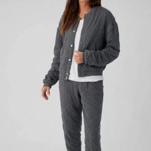 Sol Angeles Quilted Bomber Jacket in Heather Grey Size XL - Picture 1 of 13