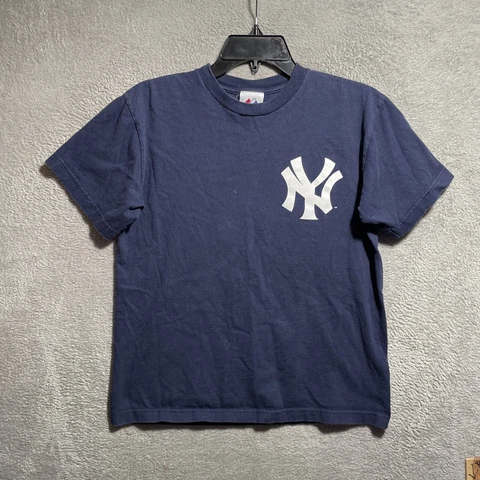 Majestic New York Yankees Derek Jeter #2 Shirt Youth L Blue Short Sleeve MLB Cover