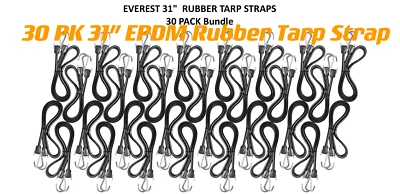 30-PK 31" EPDM Rubber Tarp Strap/UV resistant/Bungee Cords/Secure Cargo Control - Image 1 of 2