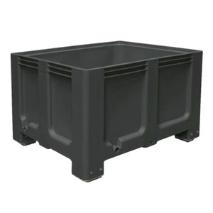 Palettenbox mit 4 Füßen, LxBxH 1200 x 1000 x 760 mm, anthrazit, geschlossen - Bild 1 von 1