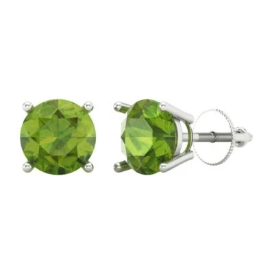 Peridot Stud Earrings for Women, Screw back (3 cttw, 7.5mm, Round-Cut) - Image 1 of 4