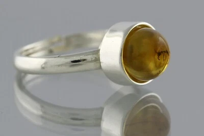 Anillo ajustable de plata con cuentas redondas ámbar báltico genuino hormiga fósil 3,1 g 00407-19 Foto 1 de 4