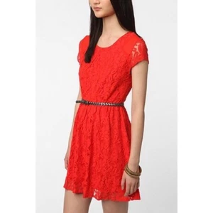 Urban Outfitters Coincidence & Chance Revel Orange Red Lace Mini Dress S NWT $95 - Picture 1 of 7