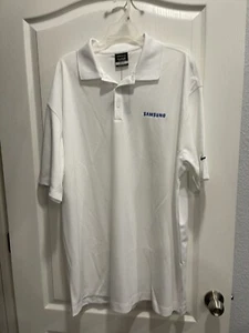 Nike Golf Shirt Mens XXL White Polo Short Sleeve Micro Pique Samsung Solid - Picture 1 of 9