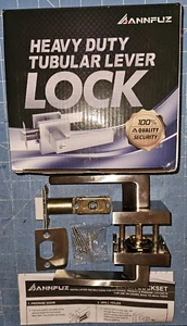 Annfuz Durchgang Flur Schranktürhebel Türgriff Schlossset Quadratisch Satin Nickel Ppd - Bild 1 von 5