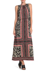 London Times Batic Patterned Maxi Dress Pleated crew neck, Size 10, $118, NWT - Picture 1 of 2
