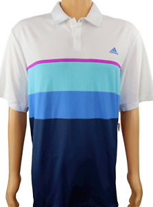 Adidas ClimaCool White/Blue Golf Polo Shirt Sz XL