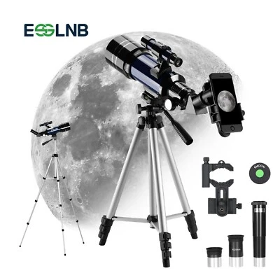 70mm Lens Telescope with 3X Barlow Mobile Holder 14-180X for Moon Watching Gift - Image 1 of 4