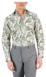 Bar III Men's Medium 15-15.5 32/33 Slim Fit Long Sleeve Shirt Tropical Print NEW - Picture 1 of 4