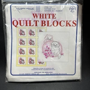 1 NEW PACKAGE OF 6 JACK DEMPSEY 18" KITTENS IN A BASKET QUILT SQUARES #140 - Picture 1 of 10