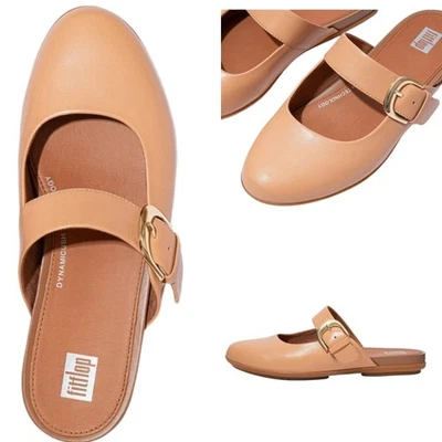 Fitflop Mujer Marrón Mules Allegro Hebilla Cuero Sin Cordones Planos Clásico Tostado 11 Foto 1 de 4