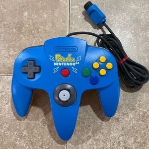 Nintendo 64 Controller Pikachu POKEMON N64 Blue Yellow NUS-005 Limited TESTED - Picture 1 of 11