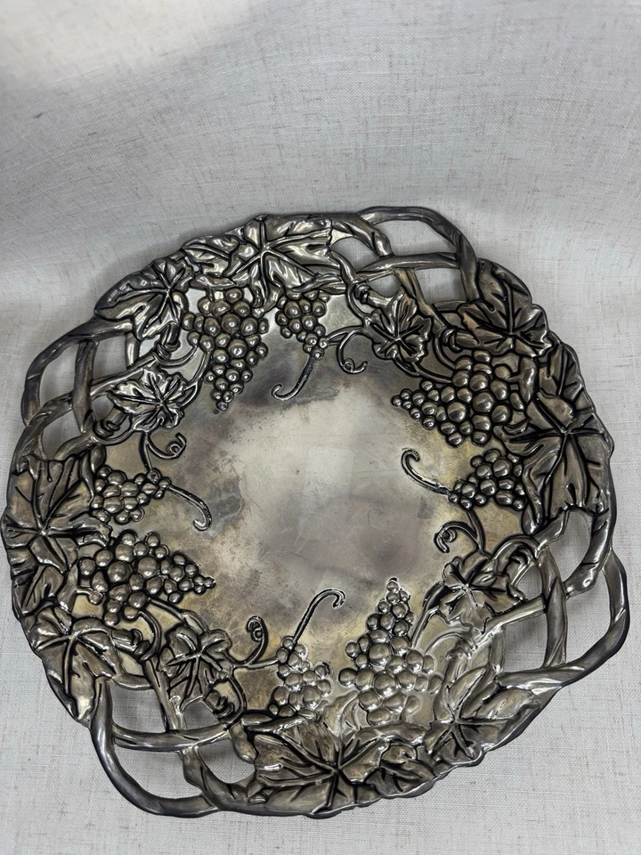 Godinger Silver Art Co bandeja de vid de uva 13” plato de plata vintage plato para servir Foto 1 de 4
