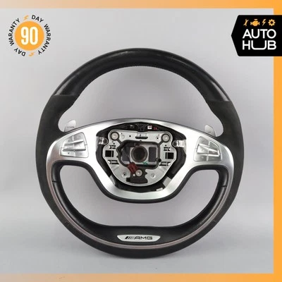 Volante Mercedes W222 S63 S65 AMG 14-17 con palancas de cambio gamuza OEM Foto 1 de 4