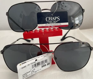 2 Pairs! Chaps Men's Classic Navigator Sunglasses CP4002 Gunmetal MSRP $136 NWT - Picture 1 of 13