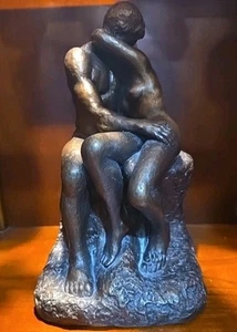 The Kiss Plaster Statues Sculptures Home Decor Rodin Figurines 12" Tall Read Pls - Picture 1 of 6