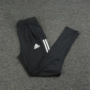 Adidas AEROREADY Track Pants Youth Large 13-14Y Black White Stripes Slim Fit - Picture 1 of 11