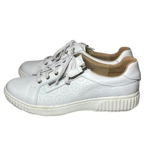 Clarks Caroline Rio Lace Sneaker Damen 8 weiß Leder Reißverschluss Komfortschuhe - Bild 1 von 16