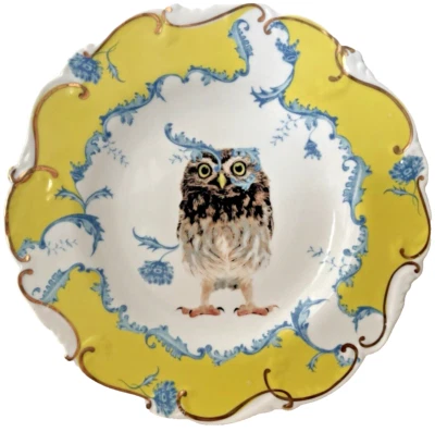 NWT Anthropologie Lou Rota Nature Table Owl Salad Dessert Plate 9.5" 4 available