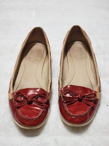 Joan & David Women’s 8.5 M Boat Shoes Red Glossy Leather Flats Tassel Tie Loafer - Picture 1 of 10