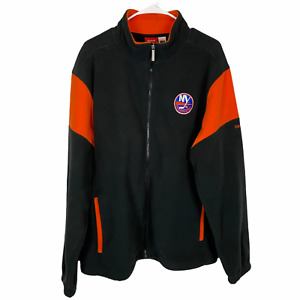 New York Islanders Fleece Jacket Adult Large Black Orange NHL Hockey Reebok VTG