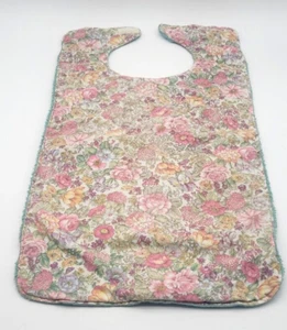 Vintage Handmade Big Bib Adult Bib Multicolor Floral with Green Trim - Picture 1 of 5