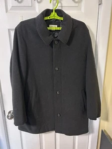 St Johns Bay Coat Mens XL Black Wool Quilted Overcoat - Picture 1 of 6