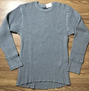 Homespun Knitwear Mens M Gray Heavyweight Thermal Shirt All Cotton Waffle Knit - Picture 1 of 12