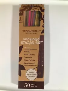 30 Pack Assorted Tuscan Hills Incense Sticks 5 Scents with Ash Catcher Vanilla - Bild 1 von 6