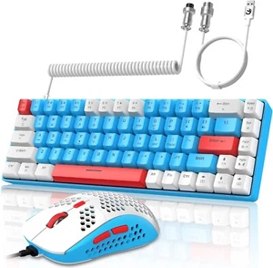 Wired 60% mechanical gaming keyboard and mouse Combo portable Rainbow Backlit - Picture 1 of 19