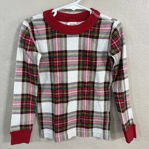110cm Size 5 Hanna Andersson Red White Green Plaid Pajama Top Only - Picture 1 of 3
