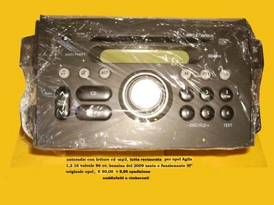 AUTORADIO AM-FM CON LETTORE CD,MP3 X OPEL AGILA 1,2 86CV. BENZINA  DEL 2009 - Immagine 1 di 2