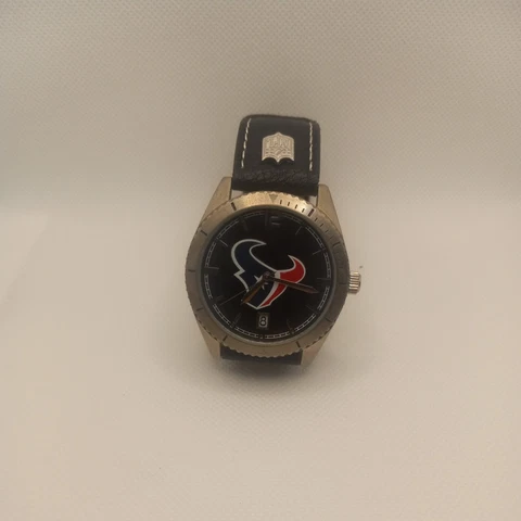 Houston Texans Watch Mens Black Leather Stainless Steel Sparo Watch NFL Cover