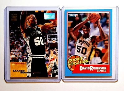 Lote de 2 cartas de David Robinson. Fleer RC Sensation #1, Topps Stadium Club 1er día. Foto 1 de 4