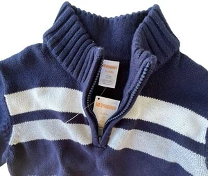 NEW Gymboree Boys 5-6 Navy Lt Gray Cream 1/4 Zip SWEATER NWT - Picture 1 of 5