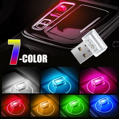 Mini USB Light RGB LED USB Night Light Car Ambient Neon Atmosphere Interior Lamp - Image 1 of 4
