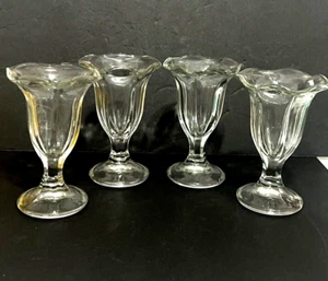 Libbey Tulpe Sherbet/Eisbecher Brunnen Gläser klar 6" hoch 4" Rand Fuß 4er Set - Bild 1 von 10