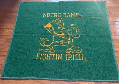 Vintage Biederlack Notre Dame Fightin Irish Leprechaun Fleece Blanket 47x54 - Image 1 of 4