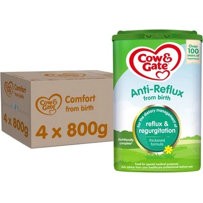 4 x 800g Cow & Gate Anti-Reflux Baby Milk Formula Sutiable From Birth - Image 1 of 4