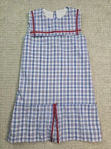 STRASBURG 5Y Sleeveless Red White Blue Plaid Dress Sailor Nautical USA Kids - Picture 1 of 15