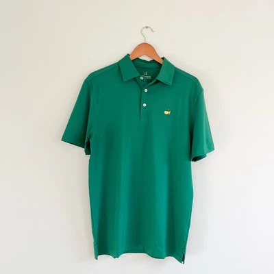 Polo stretch Masters Tech verde logotipo Augusta desempenho golfe, tamanho pequeno  - Imagem 1 de 4