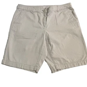 Ann Taylor Loft Shorts Women's 8 Petite Chino Bermuda Shorts Khaki Casual - Picture 1 of 8