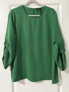 Alfani Women’s Green Ruched Long Sleeve Blouse Top - Picture 1 of 3