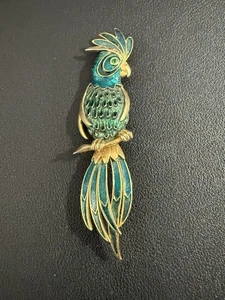 Vintage BOUCHER Esmalte Verde Y Azul Temblor Pájaro Más Grande PIN Cola Movimientos H13 - Imagen 1 de 10